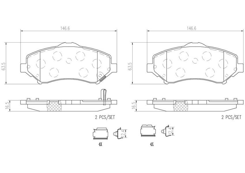 VW Disc Brake Pad Set - Front (Ceramic) 7B0698151F - Brembo P11025N